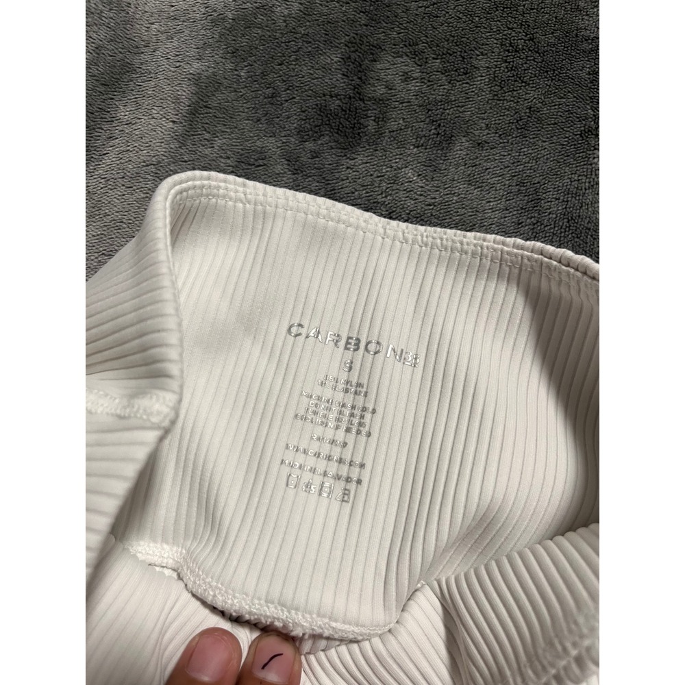 Carbon38 Womens High Rise Ribbed Leggings White Size Small Athleisure Yoga - Picture 2 of 3
